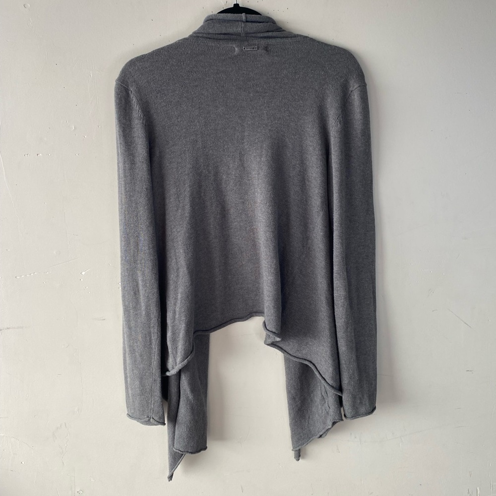 PrAna Georgia Wrap Cardigan Charcoal Grey Organic Cotton Open Front Sweater M - Picture 11 of 11
